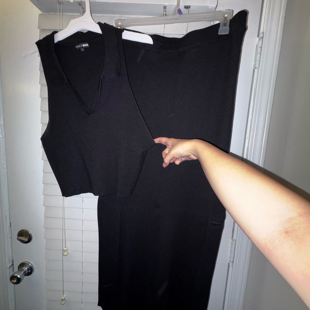 Fashion Nova Women’s Easy Going Black Pencil Skirt Ribbed 2 PC Set Size 3XL - Picture 7 of 13